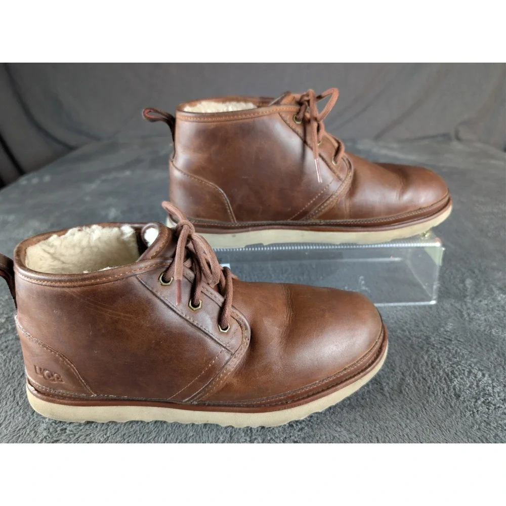 UGG Neumel Waterproof Brown Chukka Shearling Lined Ankle Boots‎ Men Size 12